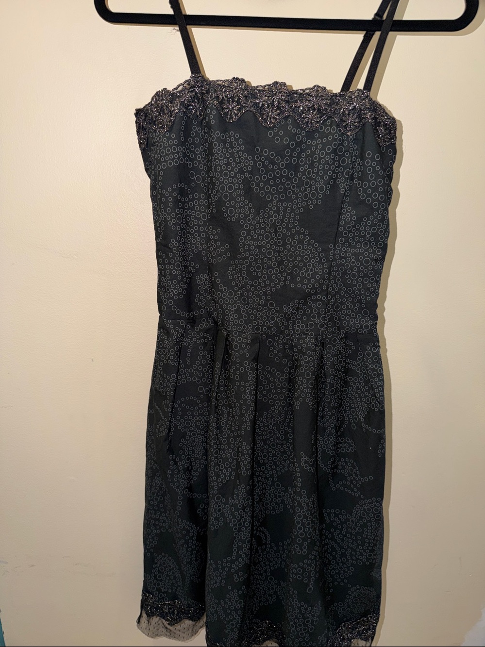 Black Beaded Strapless Cocktail Dress-ICHr